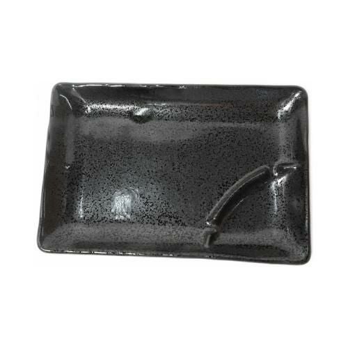 【飲食店定番】匠鉄黒仕切付焼物皿 21×14×3(cm)/10入り