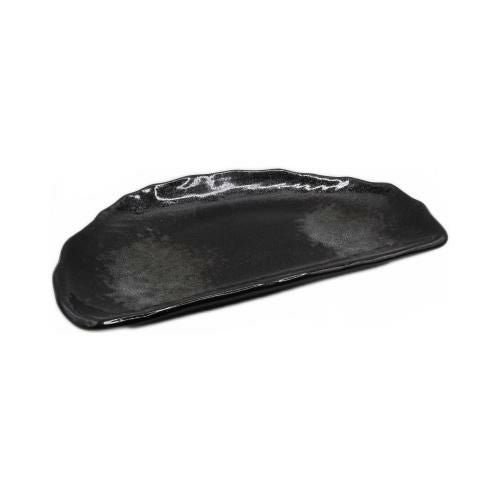 【飲食店定番】半月皿 黒 白吹き 21×13.3×2.5(cm) 10入