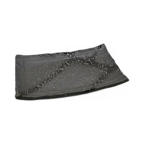 【飲食店定番】みかげ黒 焼物皿 22.5×13×H4(cm) 10入