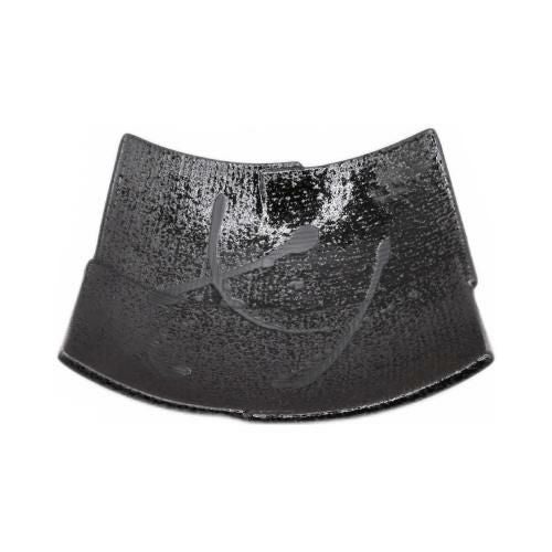 【飲食店定番】いぶし飛ばし筋入正角皿 14×14×5.5(cm)