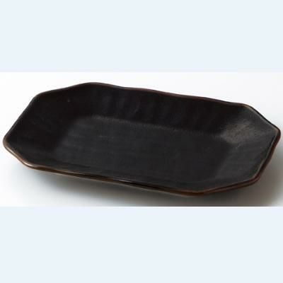 ☆柚子黒天目 八角多用皿