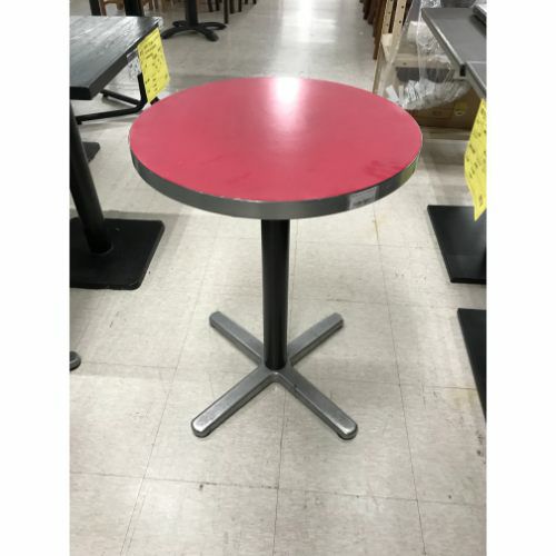 中古】赤天板 丸テーブル 幅500×高さ710 【送料別途見積】【業務用