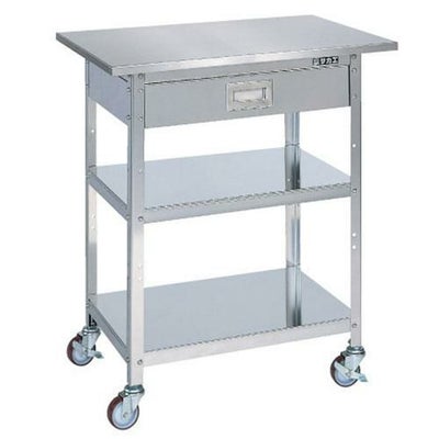 ステンレス一人用作業台(移動式・キャビネット付) SUA-075BS/外寸：幅750×奥行500×高さ860mm