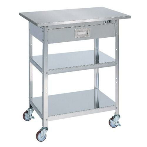 ステンレス一人用作業台(移動式・キャビネット付) SU4A-075B/外寸：幅750×奥行500×高さ860mm