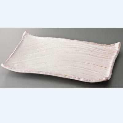 ☆紅粉引枯山水角皿大