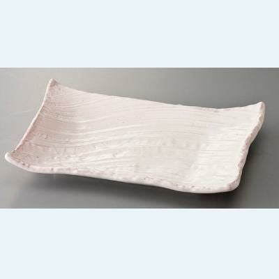 ☆紅粉引枯山水角皿小