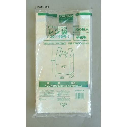 TRUSCO レジ袋 30/40号 （480×390mm）半透明 100枚入