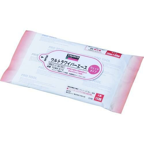 TRUSCO ウルトラワイパーエース ウエットタイプ パウチ15枚入