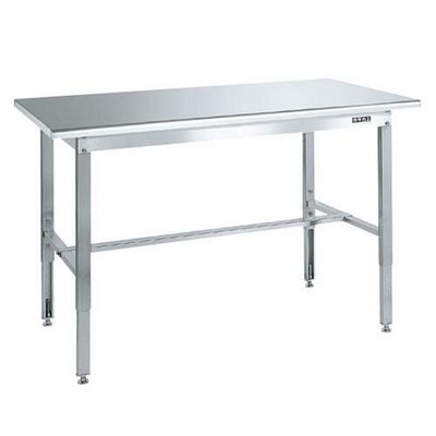 ステンレス高さ調整作業台(天板R付) SUT4-157R/外寸：幅1500×奥行750×高さ700～900mm