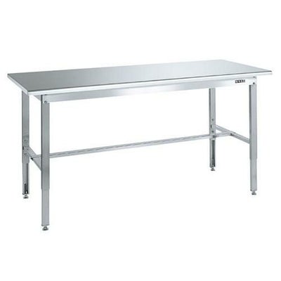 ステンレス高さ調整作業台(天板R付) SUT4-187R/外寸：幅1800×奥行750×高さ700～900mm