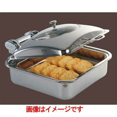 角チューフィングディッシュ (インダクション) 18-8 (ガラス蓋) (ステンレスインサート付)