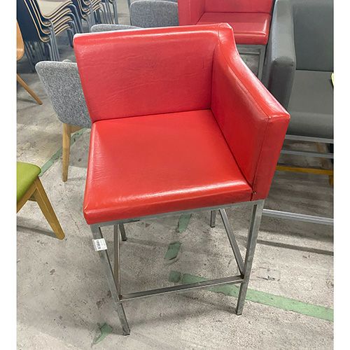 中古】カウンターイス 赤レザー 幅450×奥行450 座面高さ：700 【送料