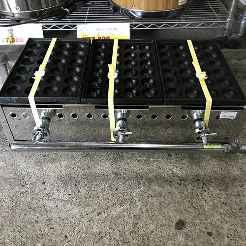 中古】たこ焼き器 4連 28穴 幅770×奥行470×高さ180 都市ガス 【送料