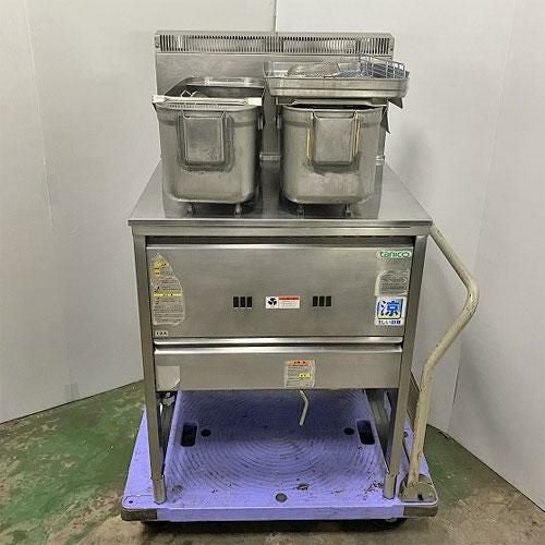 業界最長1年保証】【中古】ガスフライヤー 北沢産業 KFE-35 幅360×奥行