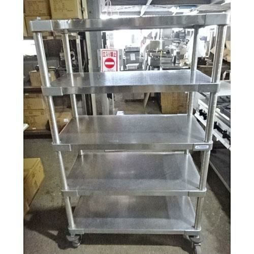 中古】ラック5段 キャスター付き BGなし 幅900×奥行450×高さ1500