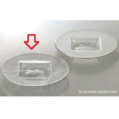 スーププレート (スクエアホール)_クリアプラチナライン