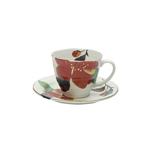 コーヒーカップ【花かいろうコーヒー碗皿 山茶花】(碗直径9.2×高さ7.6cm/皿直径15.8×高さ2.2cm)小物送料対象商品