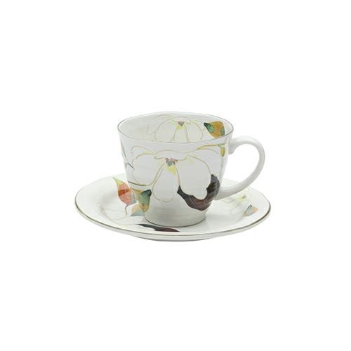 コーヒーカップ【花かいろうコーヒー碗皿 木蓮】(碗直径9.2×高さ7.6cm/皿直径15.8×高さ2.2cm)小物送料対象商品