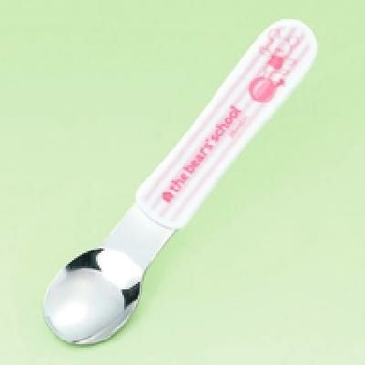 M-1408JL 【関東プラスチック】 子供食器 くまのがっこう stripe series スプーン ピンク ストライプシリーズ
