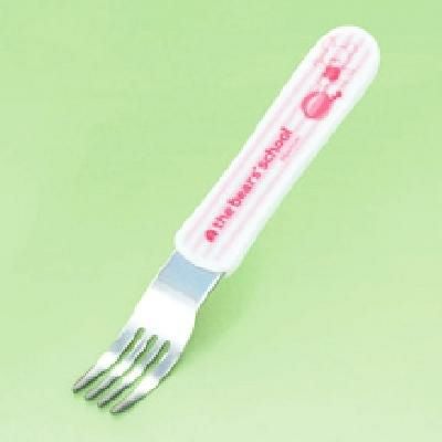 M-1409JL 【関東プラスチック】 子供食器 くまのがっこう stripe series フォーク ピンク ストライプシリーズ