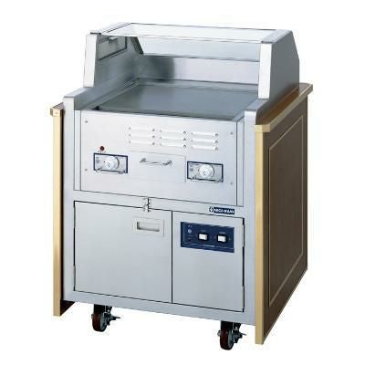 送料無料】電気無煙式ステーキワゴン 幅850×奥行825×高さ1100 [EGTW-6