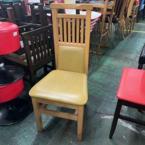 中古】NA背高イス 黄色レザー 幅440×奥行450×高さ950 座面高さ：420