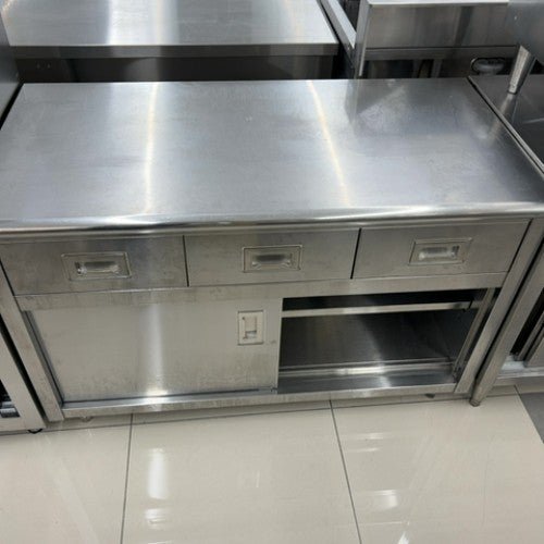 中古】調理台 引出し付き 幅1200×奥行600×高さ800 【送料別途見積