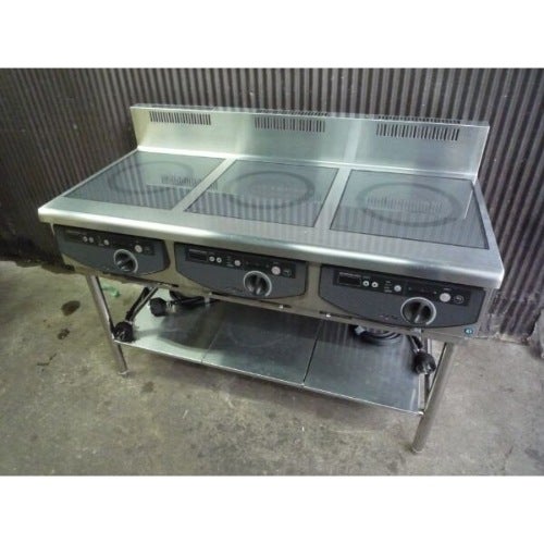 中古】電磁調理機 3口 IHローレンジ ホシザキ HIH-555T12E 幅1200×奥行