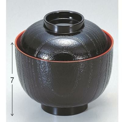 桐木目小吸椀 黒内朱