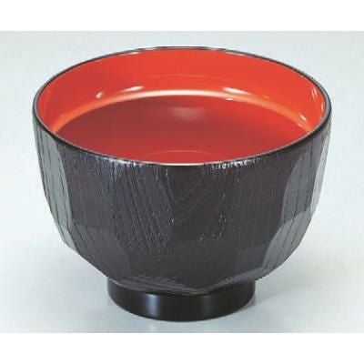 【10セット】汁椀 3.2寸亀甲汁椀黒内朱 漆器
