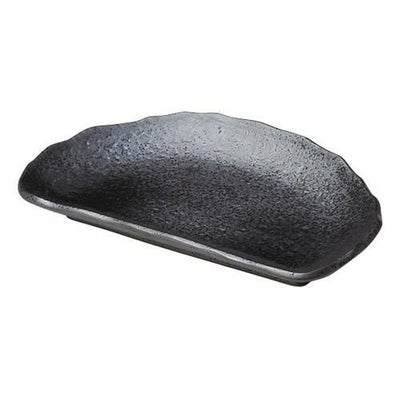 盛皿 【黒吹 半月7.0皿】 幅209mm×奥行132mm×高さ27mm【グループB】【プロ用】