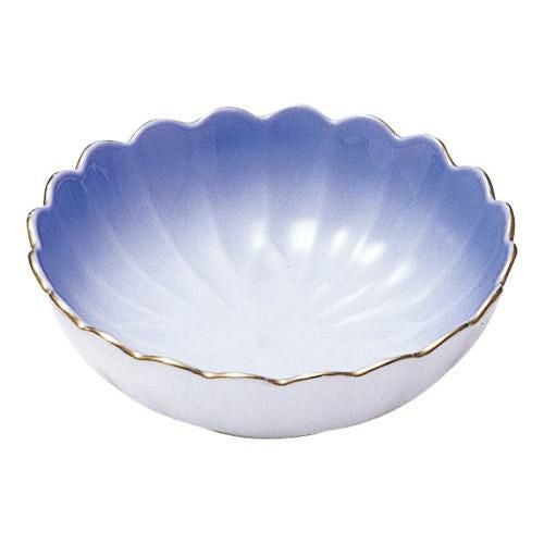 小鉢 渕金コバルト 菊型鉢