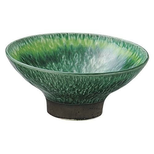 小鉢 緑釉黄流しトチリ 4.0高台小鉢