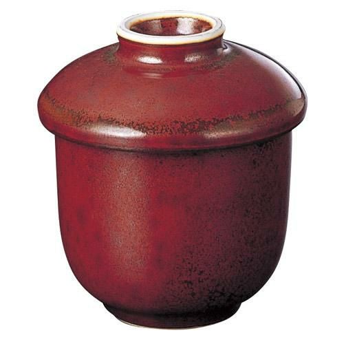 蒸し碗 【朱赤 小長むし碗】 身の外形直径:72・蓋つきの高さ:88/業務用食器