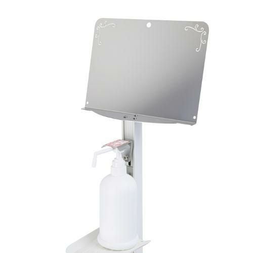 足踏式消毒液スタンド メッセージボード付(ステンレス製) ホワイト(W)/送料無料