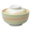 煮物碗 【二色吹(若草オレンジ) 円菓子碗】 身の外形直径:120・蓋つきの高さ:85【グループB】【プロ用】