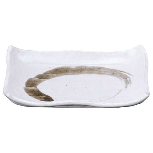 焼物皿 白マット水晶刷毛目 波渕焼物皿/宴会単品