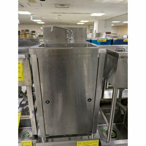 中古】一槽シンク レバー水栓付き BGあり 幅500×奥行630×高さ800