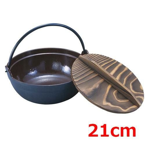 鉄鍋 【IK 鉄 電調専科 深型鍋(内面ホーロー仕上)21cm 段付】/一人鍋