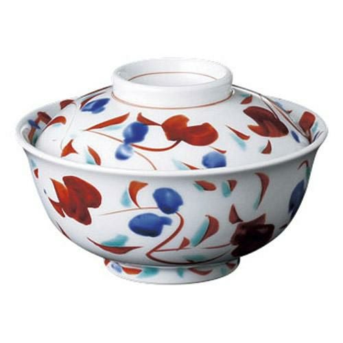 煮物碗 赤絵花ちらし 反小蓋物