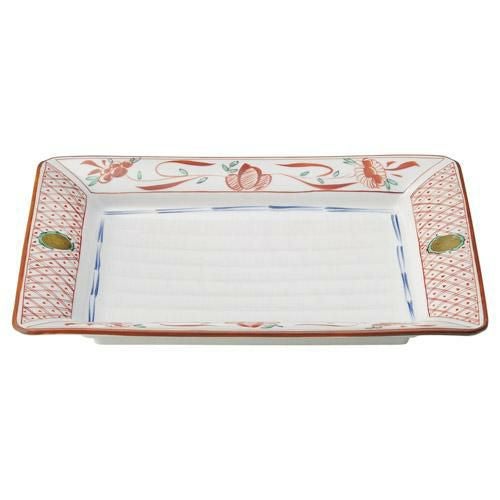 盛皿 赤絵花丸紋 37cm長角盛皿/盛器