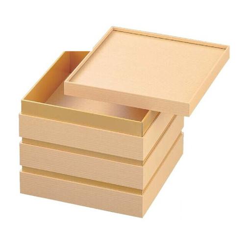 お重箱 6.5寸 Vカット校倉紙重 白木調 3段