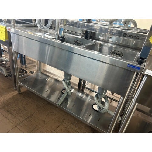 中古】二槽シンク 水切り付き BGなし マルゼン 幅1200×奥行450×高さ800