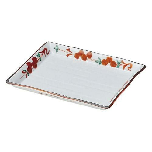 角皿 赤絵玉花 20cm長角皿/宴会単品