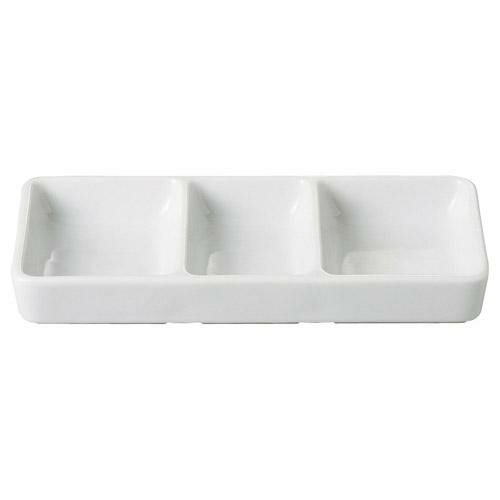 【飲食店定番】薬味皿 白磁 三品薬味皿(大)/業務用食器