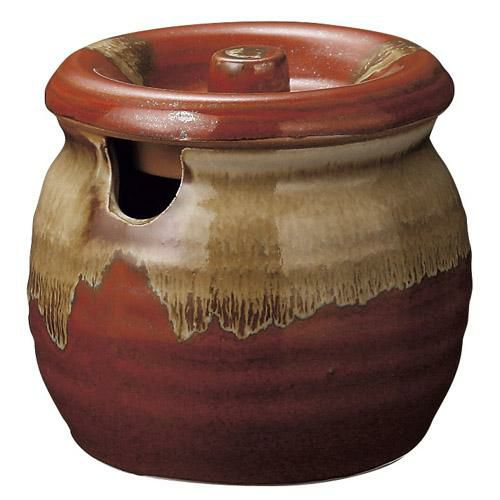 かめ 朱赤 口切2号カメ 高さ87mm×(手付・はみ出し部分含む)サイズ:97・身の外形直径:80/業務用食器