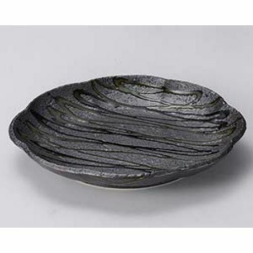 黒織部流し7.0花型皿 φ22.8×3.8cm 120-099
