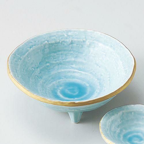 鳴海青地三ツ足向付 φ15.3×5.2cm 027-219