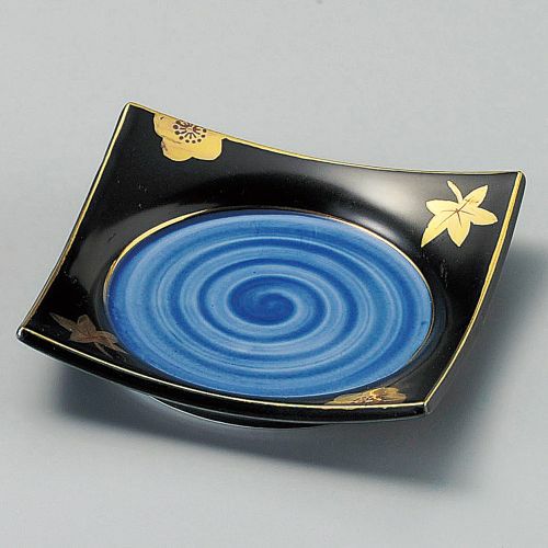黒釉春秋正角皿 11.5×11.5×2.3cm 100-089
