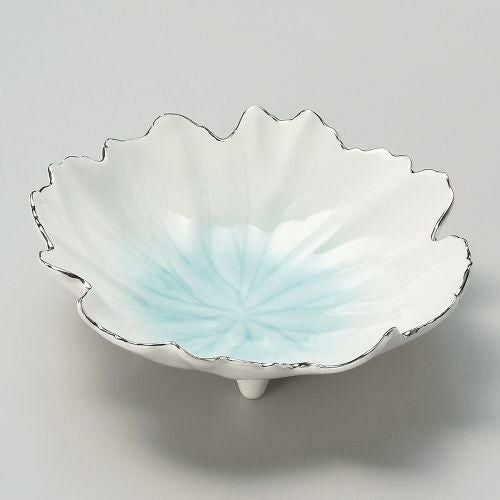 マリンブルー吹木ノ葉型向付 18×16.5×6cm 036-089